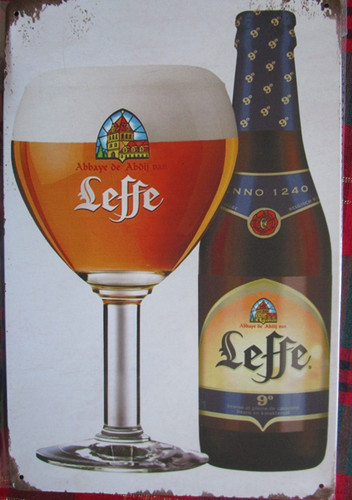 Leffe beer metal sign - 12", 8"